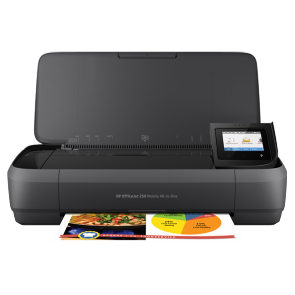 HP Officejet 250 Mobile MFP (10 ppm Black/7 ppm Color) (700 MHz) (128 MB) (1200 x 1200 dpi) (Max Duty Cycle 500 Pages) (p/s/c) (USB) (Wireless) (Touchscreen) (50 Sheet Input Tray) (10 Sheet ADF)