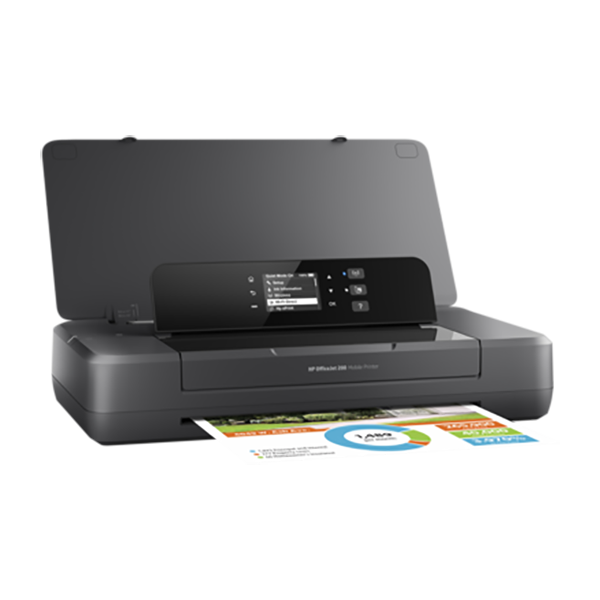 HP Officejet 200 Mobile Printer (10 ppm Black/7 ppm Color) (525 MHz) (128 MB) (1200 x 1200 dpi) (Max Duty Cycle 500 Pages) (USB) (Wireless) (50 Sheet Input Tray)