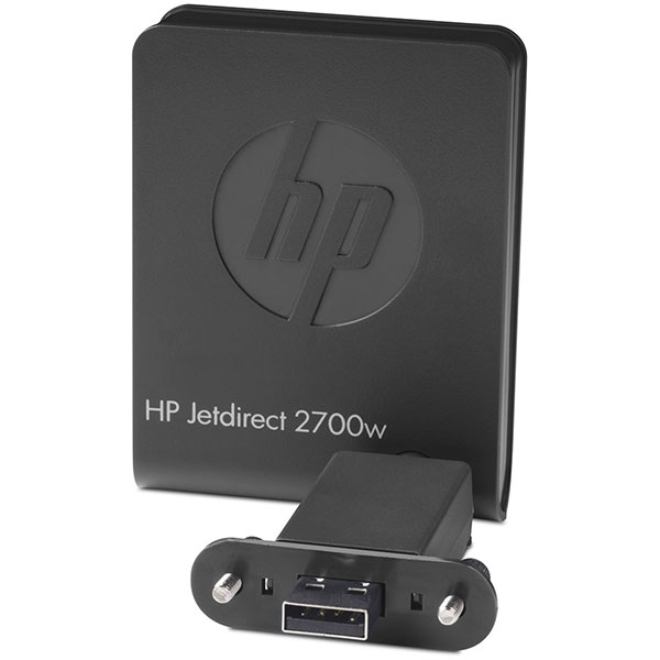 HP LaserJet Enterprise M551, M575, M601, M602, M603, M712, M775; Officejet Enterprise X555, X585 Jetdirect 2700w USB External Wireless Print Server