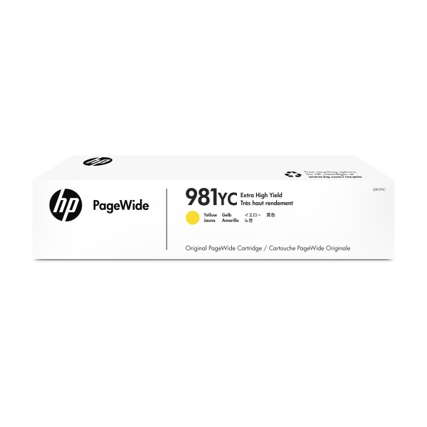 HP 981YC (L0R19YC) PageWide Managed Color E55650dn MFP E58650dn Flow MFP E58650z Yellow Contract Original PageWide Cartridge (16000 Yield)