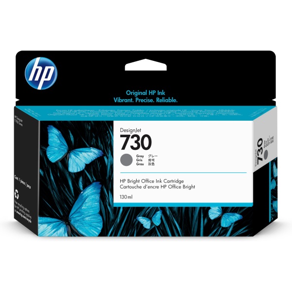 HP 730 (P2V66A) DesignJet T1700 T2600 Gray Ink Cartridge (130 ml)