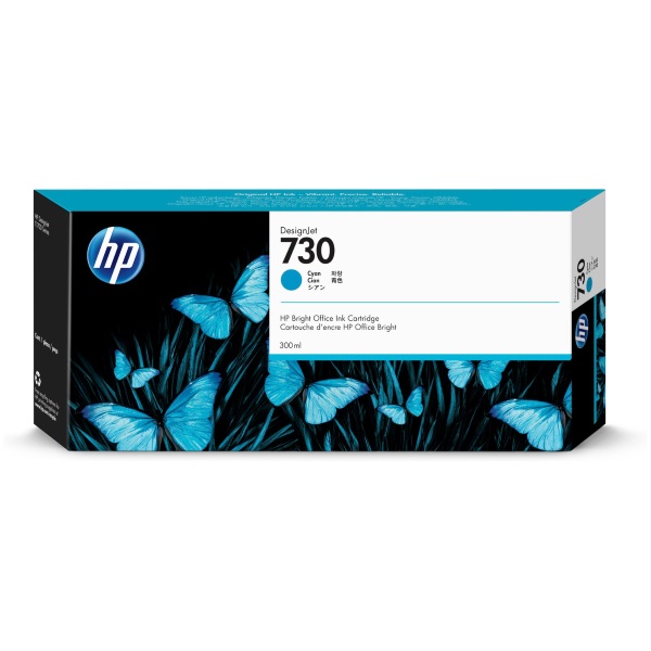 HP 730 (P2V68A) DesignJet T1700 T2600 Cyan Ink Cartridge (300 ml)