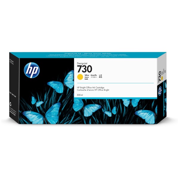 HP 730 (P2V70A) DesignJet T1700 T2600 Yellow Ink Cartridge (300 ml)