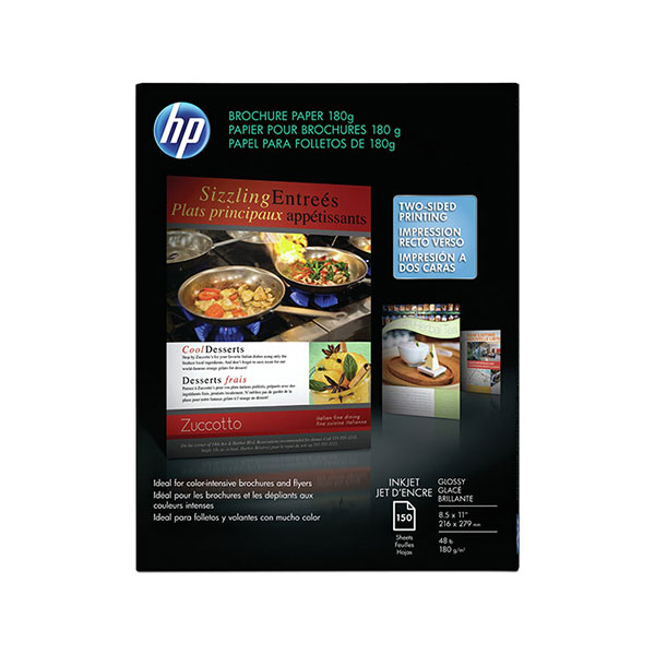 HP Inkjet Brochure FSC Paper 180g Glossy 48# 98 Bright (8.5" x 11") (A SZ) (Two Sided) (150 Sheets/Pkg)