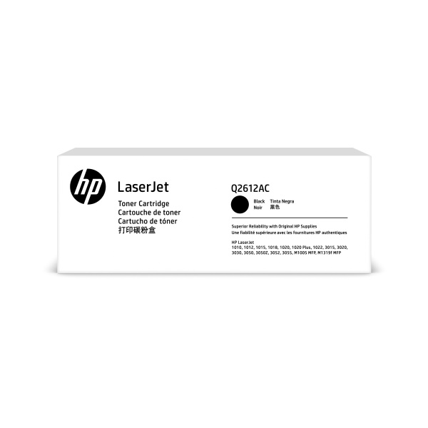 HP 12A (Q2612AC) LaserJet 1012 1018 1020 1022 3015 3020 3030 3050 3052 3055 M1319f MFP Original LaserJet Contract Toner Cartridge (2000 Yield)