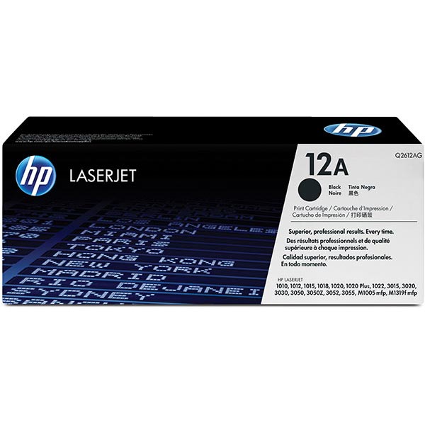 HP 12A (Q2612AG) LaserJet 1012, 1018, 1020, 1022, 3015, 3020, 3030, 3050, 3052, 3055, M1319f MFP Black Original LaserJet Toner Cartridge for US Government (2,000 Yield)