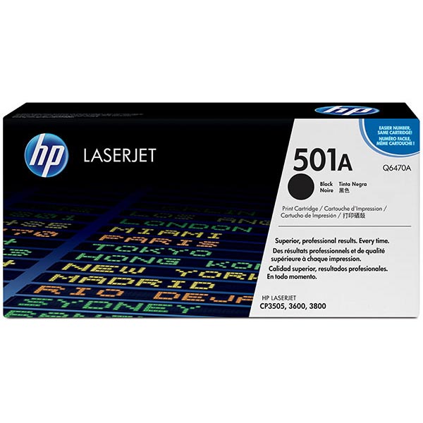 HP 501A (Q6470A) Color LaserJet 3600 3800 CP3505 Black Original LaserJet Toner Cartridge (6000 Yield)