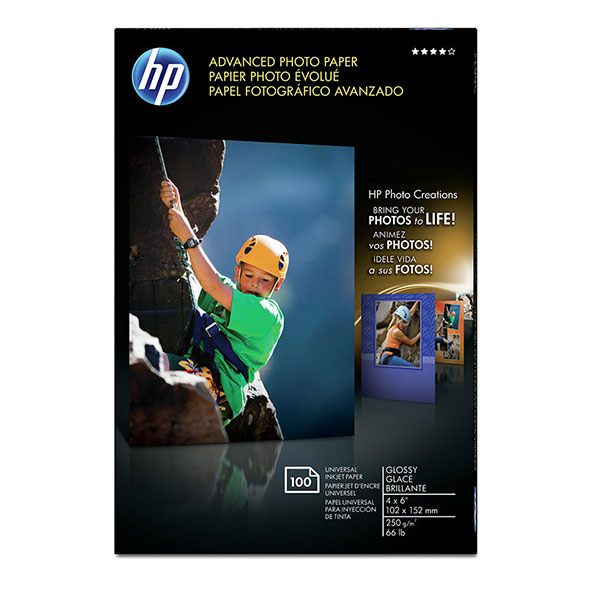 HP Advanced Photo Paper 66# Glossy 91 Bright Borderless (4" x 6") (100 Sheets/Pkg)
