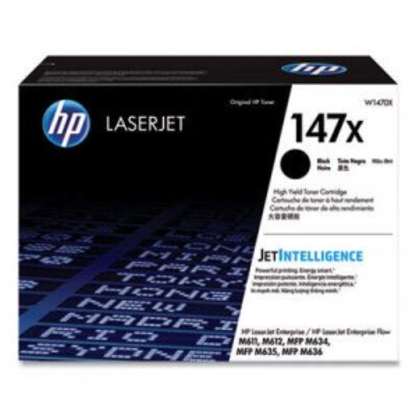 HP 147X (W1470XG) LaserJet Enterprise M611, M612, MFP M634, MFP M635, MFP M636 High Yield Black Original LaserJet Toner Cartridge for US Government (25,200 Yield)