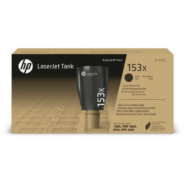 HP 153X (W1530X) LaserJet Tank 2504, MFP 2604 Black Original LaserJet Tank Toner Reload Kit (5,000 Yield)