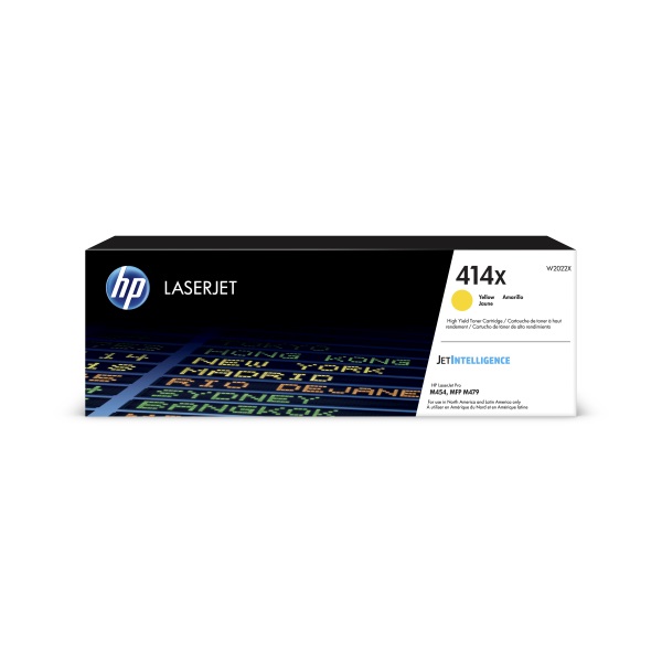 HP 414X (W2022X) Color LaserJet Pro M454, M455, MFP M479, M480 High Yield Yellow Original LaserJet Toner Cartridge (Yield 6,000)