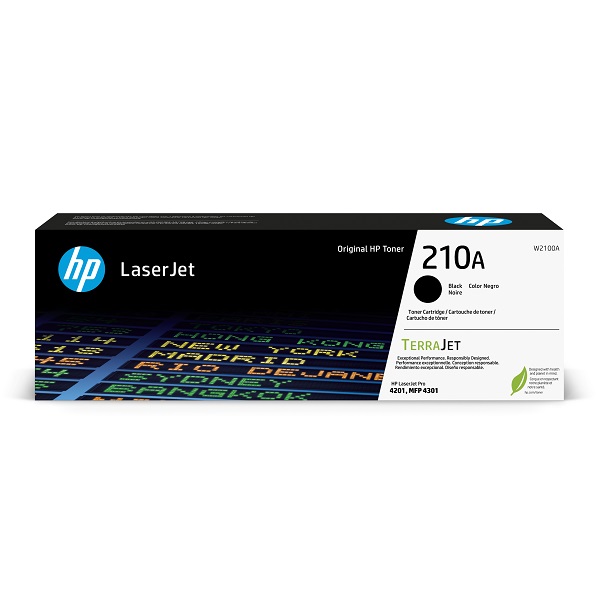 HP 210A (W2100A) Color LaserJet Pro 4201-4203, HP Color LaserJet Pro MFP 4301-4303 Black LaserJet Toner Cartridge (2,000 Yield)