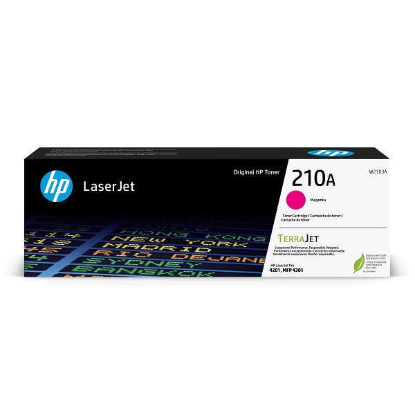 HP 210A (W2103A) Color LaserJet Pro 4201-4203, HP Color LaserJet Pro MFP 4301-4303 Magenta LaserJet Toner Cartridge (1,800 Yield)