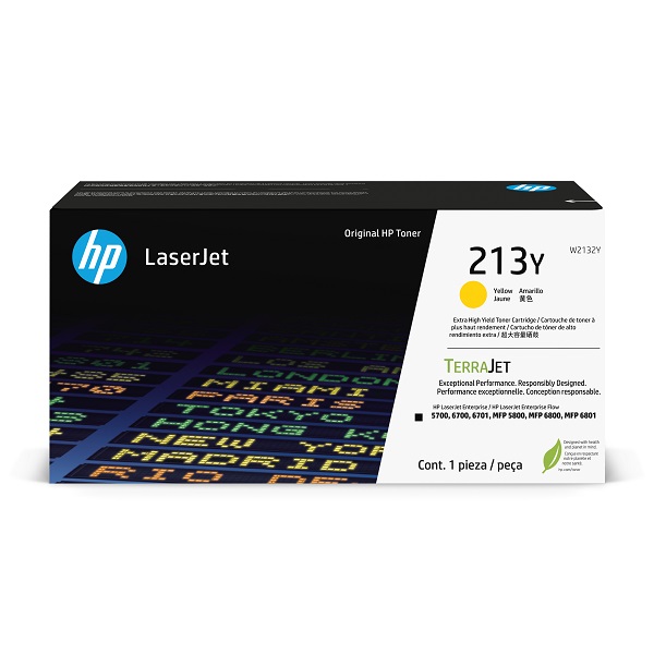 HP 213Y (W2132Y) 5700 Ent. SFP, 5800 Ent. MFP, 6700 Ent. SFP, 6800 Ent. MFP, Color LJ Ent X55745, MFP X58045 Yellow Original LaserJet Toner Crtg (12,000 Yield)