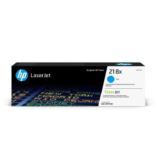 HP 218X (W2181X) Color LaserJet Pro 3201, MFP 3301 High Yield Cyan Original LaserJet Toner Cartridge (2,500 Yield)