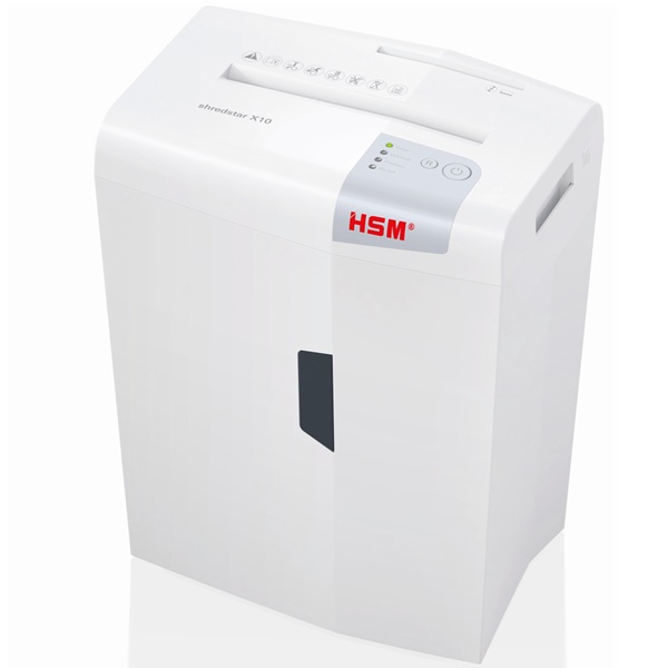 HSM Shredstar X10 Cross-Cut Shredder with Separate CD Slot (Level P4) (Sheet Capacity: 10) (Throat: 8.66") (Waste Capacity: 5.3 Gal) (Auto Stop/Start) (White)
