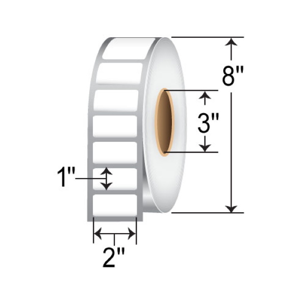 Intermec DuraTRAN II TT Label Paper (2" x 1") (3" Core) (8" Outer) (Not Perforated) (Top Coated) (Permanent Acrylic Adhesive) (5500/Roll) (8 Rolls/Ctn) (White)