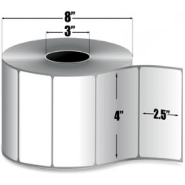 Intermec DuraTRAN II TT Label Polyester (4" x 2.5") (3" Core) (8" Outer) (Permanent Adhesive) (Perforated) (2500/Roll) (4 Rolls/Ctn)