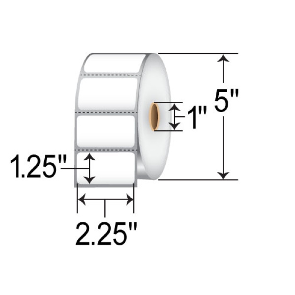 Intermec DuraTHERM III DT Label (Polyester) (2.25" x 1.25") (1" Core) (5" Outer) (Not Perforated) (Permanent Adhesive) (2026/Roll) (8 Rolls/Ctn) (White)
