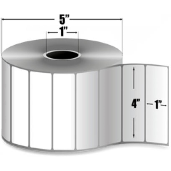 Intermec DuraTHERM III DT Label Paper (4" x 1") (1" Core) (5" Outer) (Perforated) (Permanent Adhesive) (2702/Roll) (8 Rolls/Ctn)