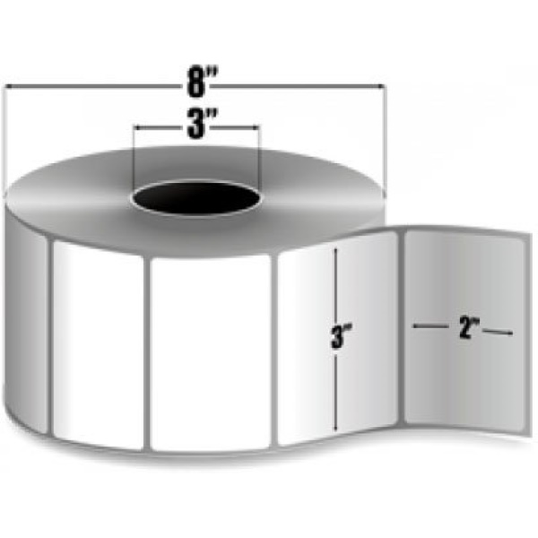Intermec DuraTRAN II TT Label (Polyester) (3" x 2") (3" Core) (8" Outer) (2823/Roll) (4 Rolls/Ctn) (Top Coated) (High-Tack Adhesive) (White)
