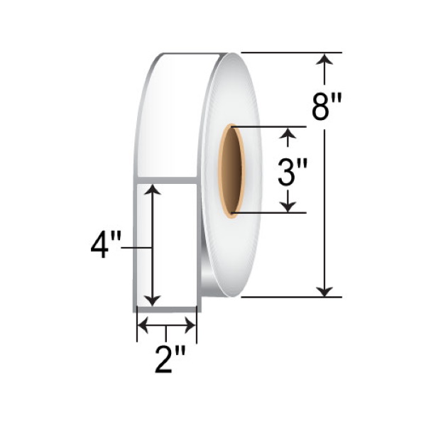 Intermec DuraTRAN II TT Label Paper (2" x 4") (1450/Roll) (3" Core) (8" Outer) (8 Rolls/Ctn) (Top Coated) (Perforated) (Permanent Adhesive) (White)
