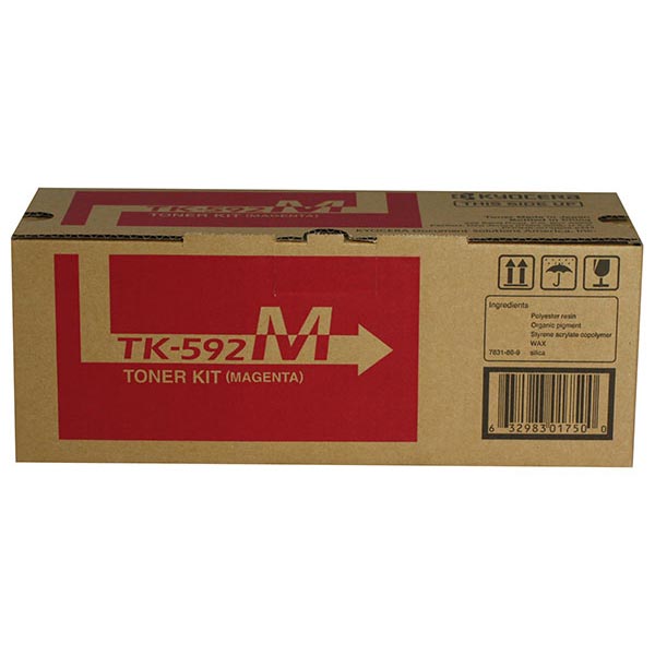 Kyocera (TK-592M) FS-C2026 C2126 C2526 C2626 C5250DN M6026 M6526 P6026 Magenta Toner Cartridge + Waste Toner Bottle (5000 Yield)