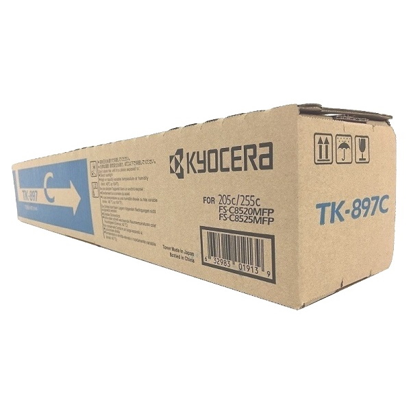 Kyocera (TK-897C) FS-C8520MFP FS-C8525MFP TASKalfa 205c 255c Cyan Toner Cartridge (6000 Yield) (Includes Waste Toner Container)