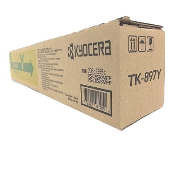 Kyocera (TK-897Y) FS-C8520MFP FS-C8525MFP TASKalfa 205c 255c Yellow Toner Cartridge (6000 Yield) (Includes Waste Toner Container)
