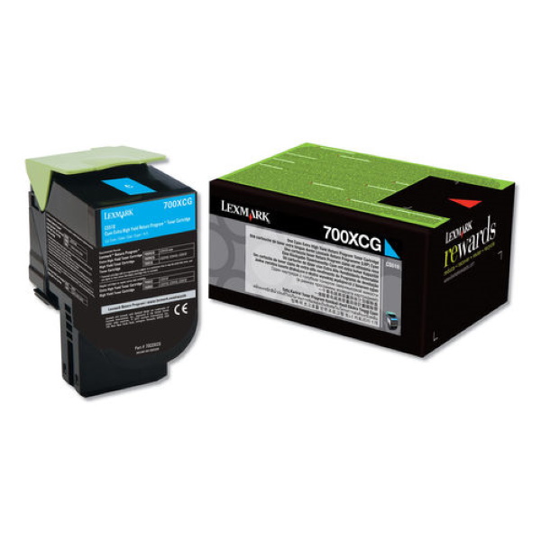Lexmark (700XCG) CS510 Extra High Yield Cyan Return Program Toner Cartridge for US Government (4,000 Yield) (TAA Compliant Version of 70C1XC0)