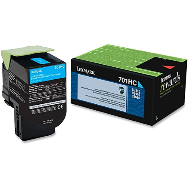Lexmark (701HCE) CS310, CS410, CS510 High Yield Cyan Corporate Cartridge (3,000 Yield)