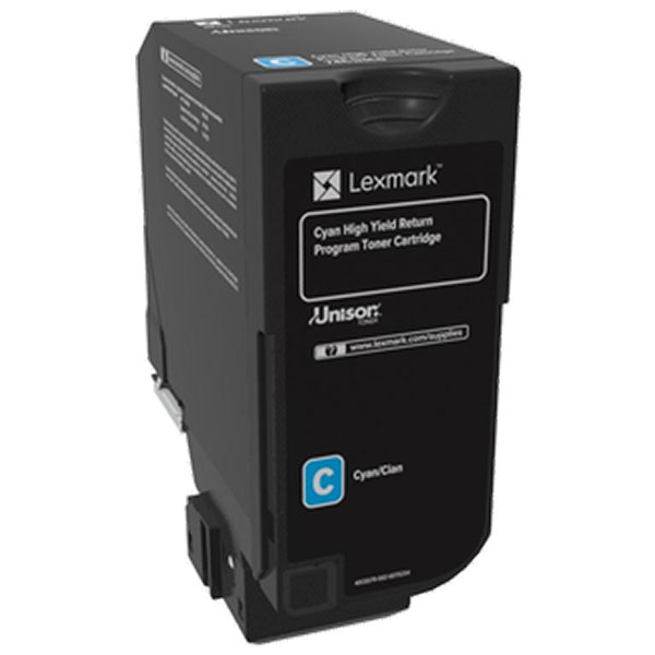 Lexmark CS725 High Yield Cyan Return Program Toner Cartridge for US Government (12,000 Yield) (TAA Compliant Version of 74C1HC0)