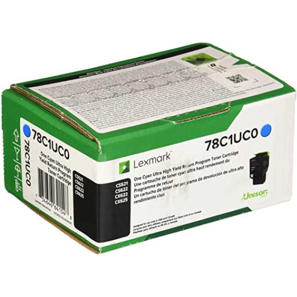 Lexmark CS521dn, CS622de, CX622ade, CX625ade, CX625adhe Ultra High Yield Cyan Return Program Toner Cartridge (7,000 Yield)