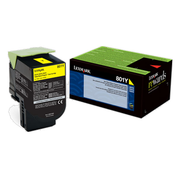 Lexmark CX310, CX410, CX510 Yellow Return Program Toner Cartridge for US Government (1,000 Yield) (TAA Compliant Version of 80C10Y0)