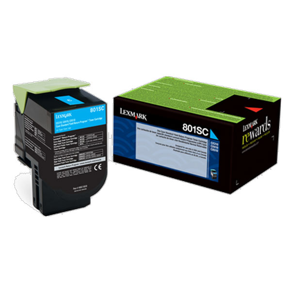 Lexmark CX310, CX410, CX510 Cyan Return Program Toner Cartridge for US Government (2,000 Yield) (TAA Compliant Version of 80C1SC0)