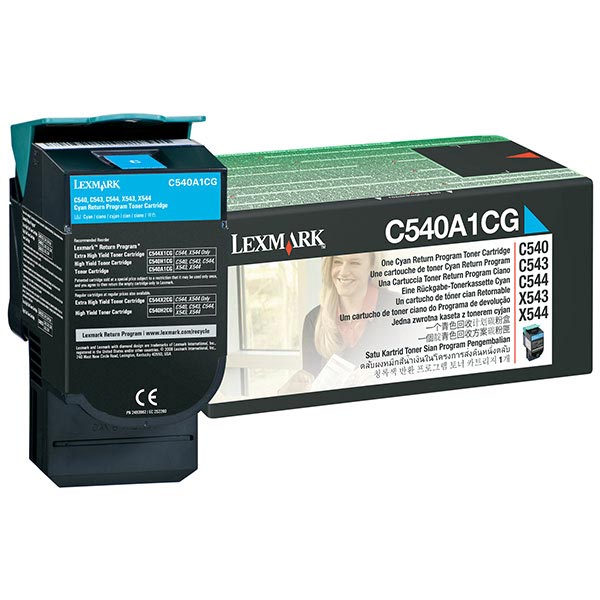 Lexmark C540, C543, C544, X543, X544 Cyan Return Program Toner Cartridge for US Government (1,000 Yield) (TAA Compliant Version of C540A1CG)