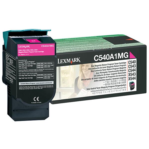 Lexmark C540, C543, C544, X543, X544 Magenta Return Program Toner Cartridge for US Government (1,000 Yield) (TAA Compliant Version of C540A1MG)