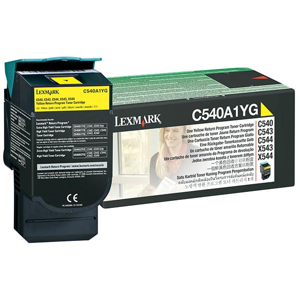 Lexmark C540, C543, C544, X543, X544 Yellow Return Program Toner Cartridge for US Government (1,000 Yield) (TAA Compliant Version of C540A1YG)