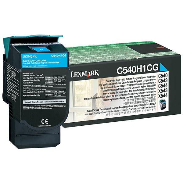 Lexmark C540, C543, C544, C546, X543, X544, X546, X548 High Yield Cyan Return Program Toner Cartridge (2,000 Yield)