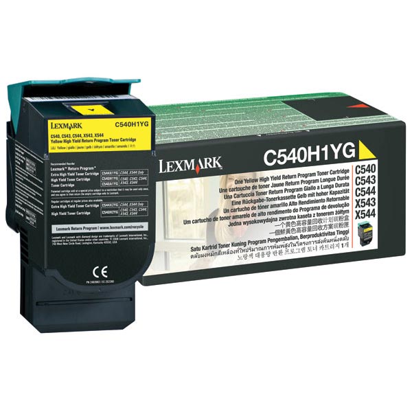 Lexmark C540, C543, C544, C546, X543, X544, X546, X548 High Yield Yellow Return Program Toner Cartridge (2,000 Yield)