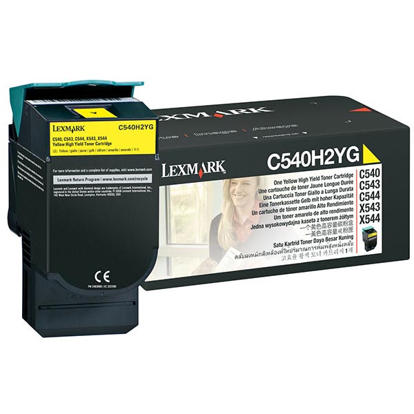 Lexmark C540 C543 C544 C546 X543 X544 X546 X548 High Yield Yellow Non-Return Program Toner Cartridge (2000 Yield)