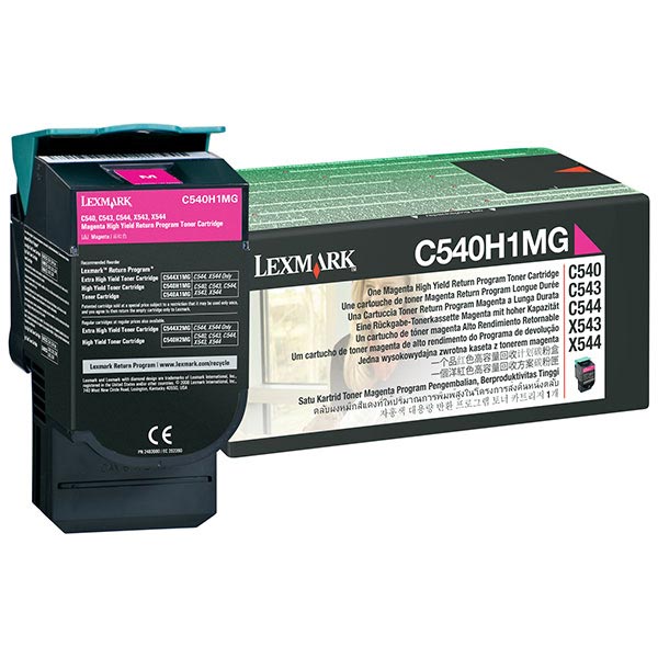 Lexmark C540, C543, C544, C546, X543, X544, X546, X548 High Yield Magenta Return Program Toner Cartridge for US Government (2,000 Yield) (TAA Compliant Version of C540H1MG)