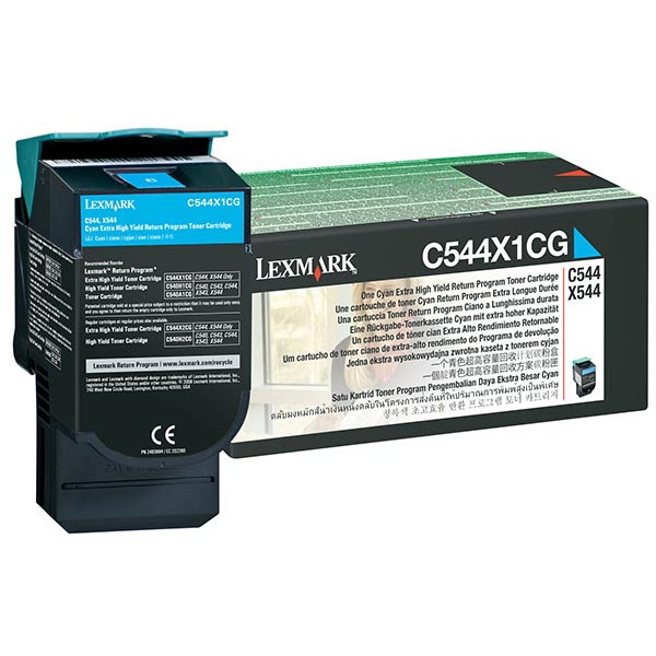 Lexmark C544, C546, X544, X546 Extra High Yield Cyan Return Program Toner Cartridge for US Government (4,000 Yield) (TAA Compliant Version of C544X1CG)