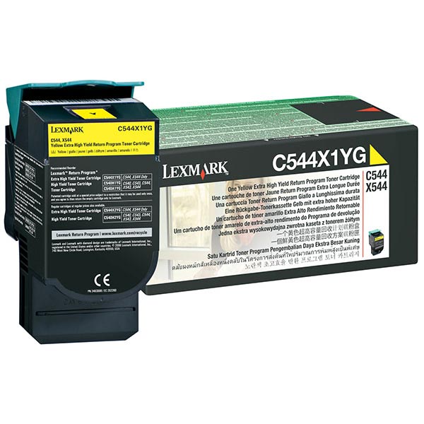 Lexmark C544, C546, X544, X546 Extra High Yield Yellow Return Program Toner Cartridge for US Government (4,000 Yield) (TAA Compliant Version of C544X1YG)