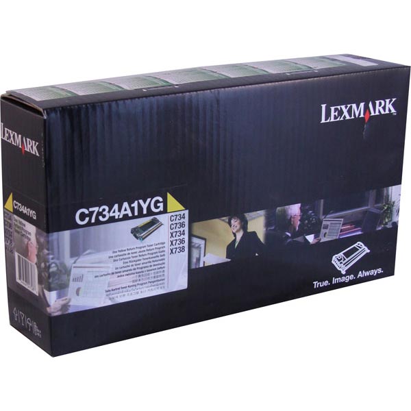 Lexmark C734, C736, X734, X736, X738 Yellow Return Program Toner Cartridge (6,000 Yield)