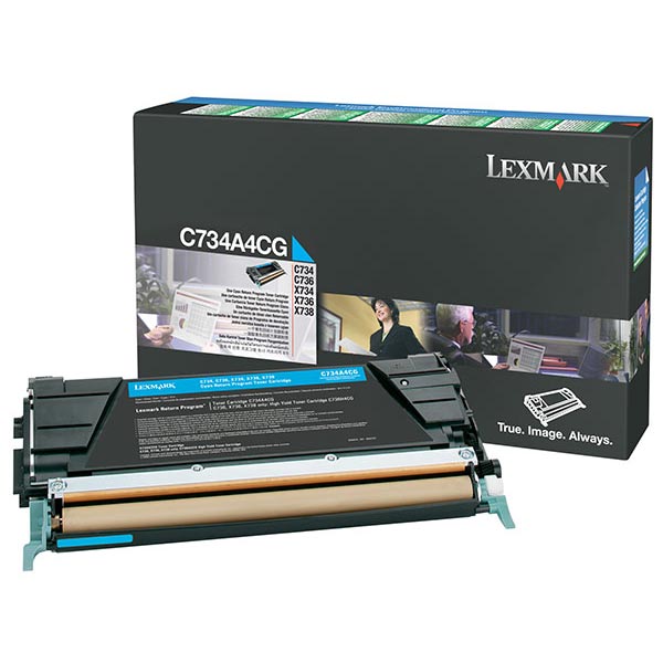 Lexmark C734, C736, X734, X736, X738 Cyan Return Program Toner Cartridge for US Government (6,000 Yield) (TAA Compliant Version of C734A1CG)