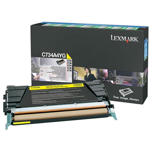 Lexmark C734, C736, X734, X736, X738 Yellow Return Program Toner Cartridge for US Government (6,000 Yield) (TAA Compliant Version of C734A1YG)