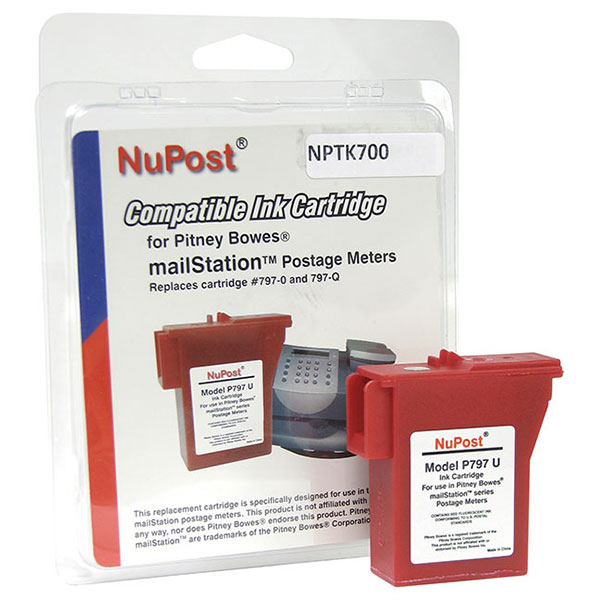 NuPost Non-OEM New Build Red Postage Meter Ink Cartridge for Mailstation Mailstation2 K700 K7MO (Alternative for Pitney Bowes 797-0 797-M 797-Q) (800 Yield)