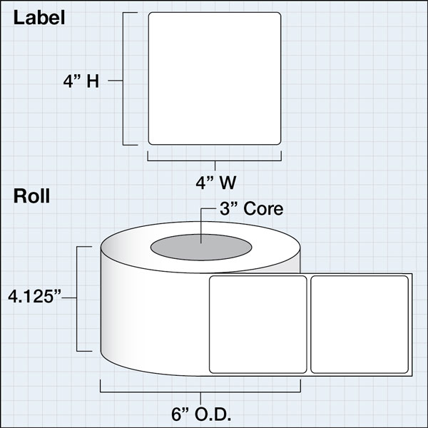 Primera White TuffCoat High Gloss Label (4" x 4") (3" Core)