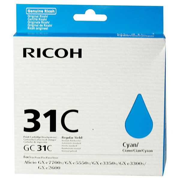 Ricoh Gelsprinter GX e3300N, e3350N, e5550N, e7700N Cyan Ink Cartridge (1,920 Yield)